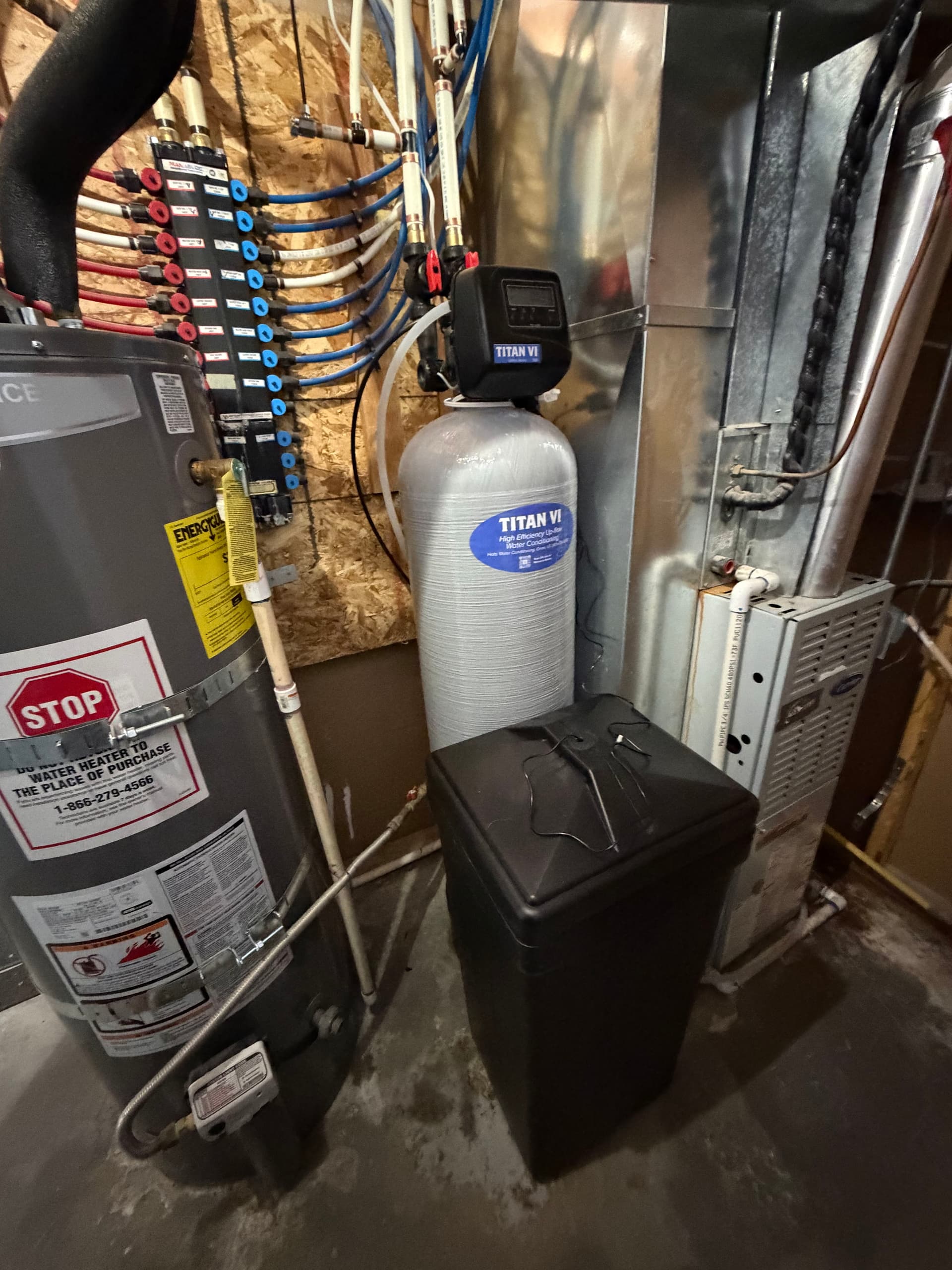 Gallery photos for New Titan VI Water Softener Install After a Messy Removal: Image #1